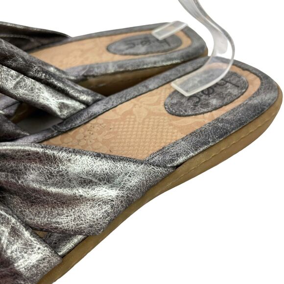 Boc Born Concept Silver Metallic Thongs Slides Sandals Flats Slip On Shoes sz 11 - Picture 8 of 16